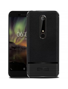 Coque silicone Nokia 6.1 Style cuir brossé Noir Coque silicone Nokia 6.1 Style cuir brossé Noir