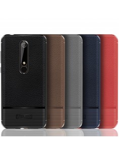 Coque silicone Nokia 6.1 Style cuir brossé Noir Coque silicone Nokia 6.1 Style cuir brossé Noir