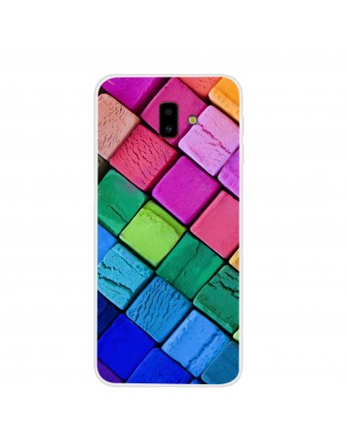 Coque silicone fantaisie pour Samsung Galaxy J6 Plus Blocs colorés