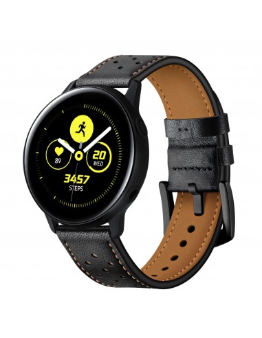 Bracelet Galaxy Watch Active 1 et 2 Top qualité Style cuir  - Noir