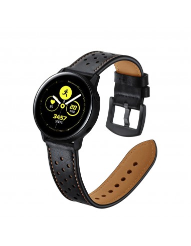 Bracelet Galaxy Watch Active 1 et 2 Top qualité Style cuir  - Noir