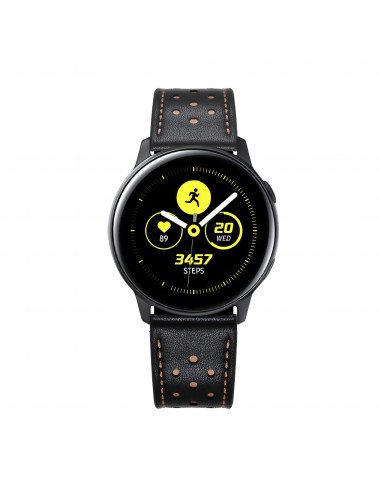Bracelet Galaxy Watch Active 1 et 2 Top qualité Style cuir  - Noir