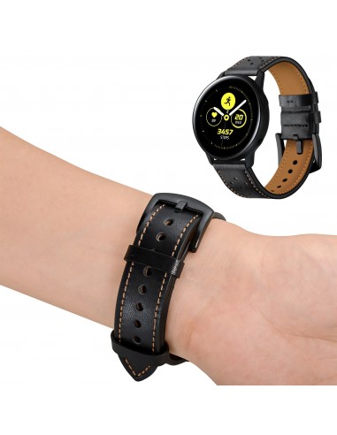 Bracelet Galaxy Watch Active 1 et 2 Top qualité Style cuir  - Noir