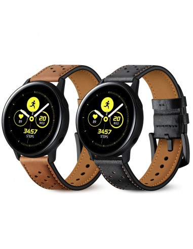 Bracelet Galaxy Watch Active 1 et 2 Top qualité Style cuir  - Noir