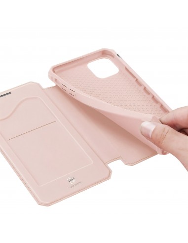 Etui de protection renforcé iPhone 12 Mini avec coque silicone intégrée et rangement carte - Rose