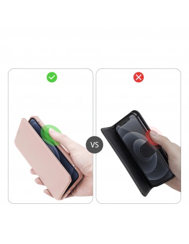 Etui de protection renforcé iPhone 12 Mini avec coque silicone intégrée et rangement carte - Rose