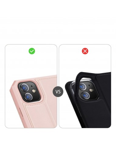 Etui de protection renforcé iPhone 12 Mini avec coque silicone intégrée et rangement carte - Rose