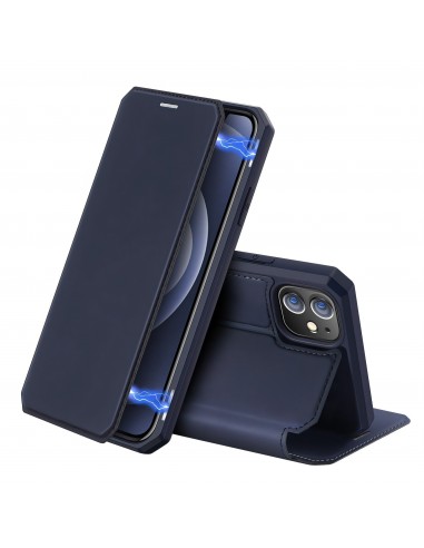 Etui de protection renforcé iPhone 12 Mini avec coque silicone intégrée et rangement carte - Bleu
