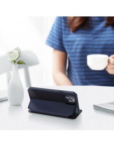 Etui de protection renforcé iPhone 12 Mini avec coque silicone intégrée et rangement carte - Bleu