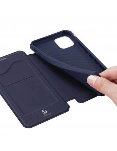 Etui de protection renforcé iPhone 12 Mini avec coque silicone intégrée et rangement carte - Bleu