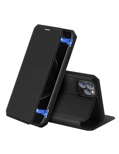 Etui de protection renforcé iPhone 12 Pro Max avec coque silicone intégrée et rangement carte - Noir