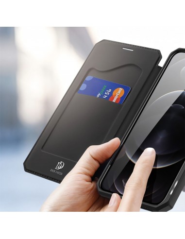 Etui de protection renforcé iPhone 12 Pro Max avec coque silicone intégrée et rangement carte - Noir