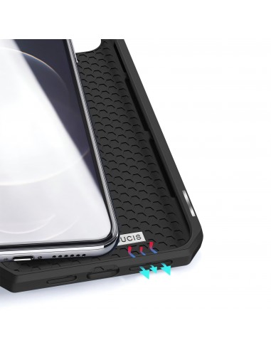 Etui de protection renforcé iPhone 12 Pro Max avec coque silicone intégrée et rangement carte - Noir