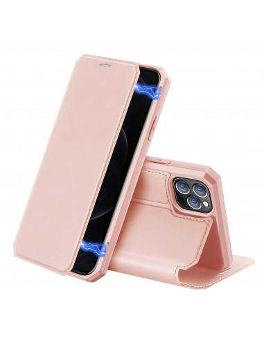 Etui de protection renforcé iPhone 12 Pro Max avec coque silicone intégrée et rangement carte - Rose