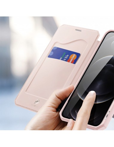 Etui de protection renforcé iPhone 12 Pro Max avec coque silicone intégrée et rangement carte - Rose
