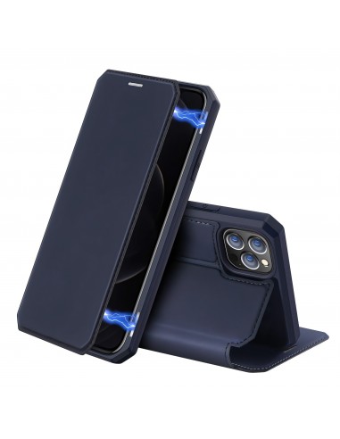 Etui de protection renforcé iPhone 12 Pro Max avec coque silicone intégrée et rangement carte - Bleu foncé