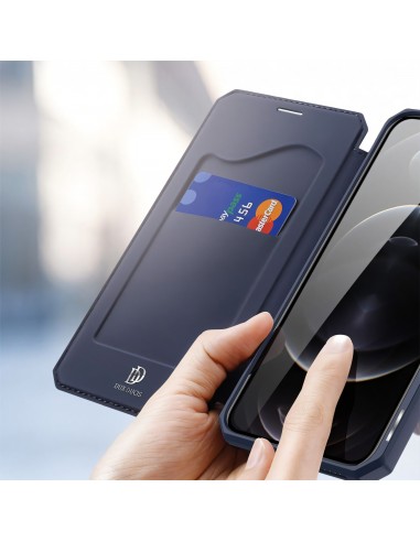 Etui de protection renforcé iPhone 12 Pro Max avec coque silicone intégrée et rangement carte - Bleu foncé