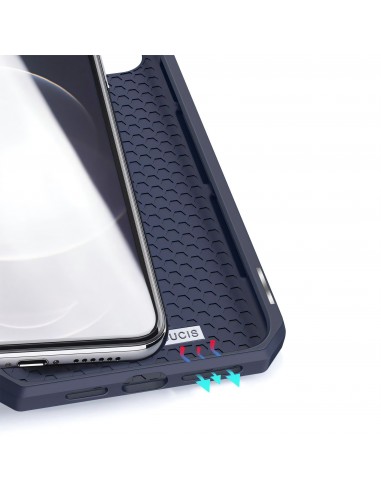 Etui de protection renforcé iPhone 12 Pro Max avec coque silicone intégrée et rangement carte - Bleu foncé