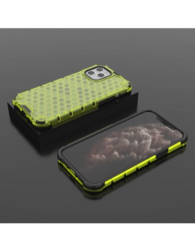 Coque antichoc iPhone 12 et 12 Pro Honeycomb - Vert