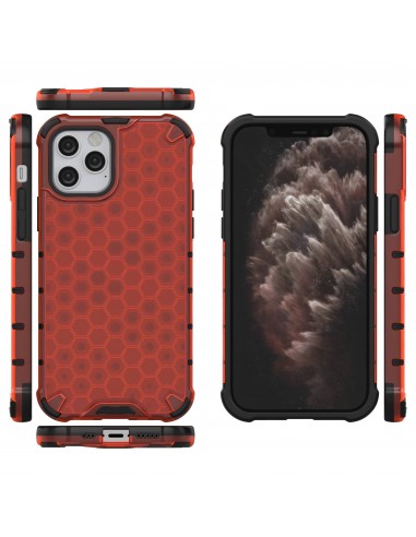 Coque antichoc iPhone 12 et 12 Pro Honeycomb - Rouge