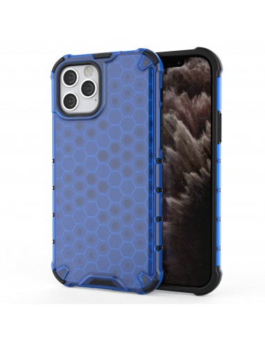 Coque antichoc iPhone 12 et 12 Pro Honeycomb - Bleu