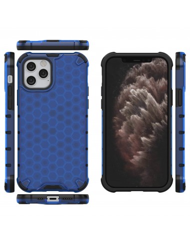 Coque antichoc iPhone 12 et 12 Pro Honeycomb - Bleu