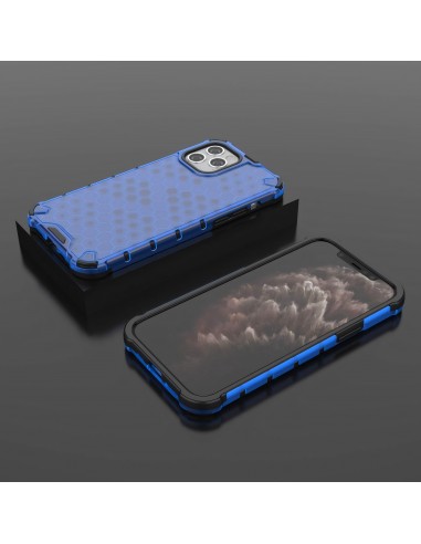 Coque antichoc iPhone 12 et 12 Pro Honeycomb - Bleu
