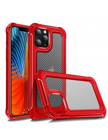 Coque antichoc iPhone 12 mini Style fibre de carbone - Rouge