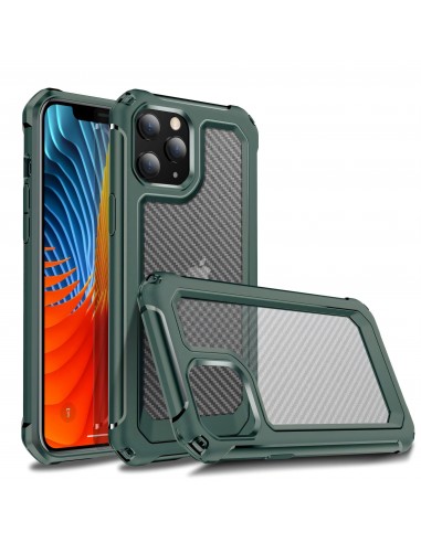 Coque antichoc iPhone 12 mini Style fibre de carbone - Vert
