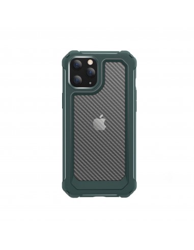 Coque antichoc iPhone 12 mini Style fibre de carbone - Vert