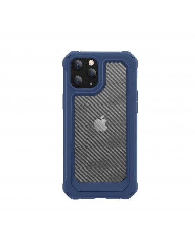 Coque antichoc iPhone 12 mini Style fibre de carbone - Bleu foncé