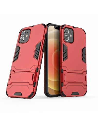 Coque antichoc iPhone 12 et 12 Pro Hybride avec support - Rouge