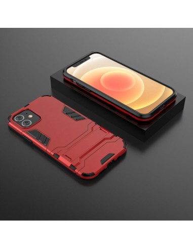 Coque antichoc iPhone 12 et 12 Pro Hybride avec support - Rouge