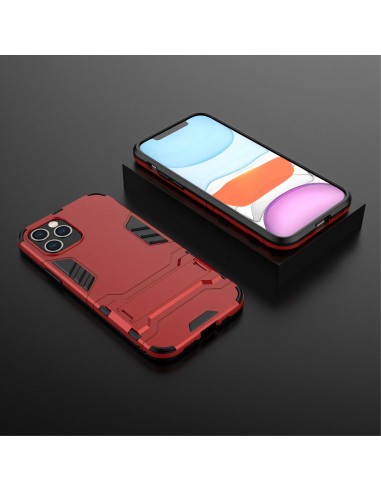 Coque antichoc iPhone 12 et 12 Pro Hybride avec support - Rouge