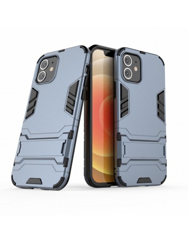 Coque antichoc iPhone 12 et 12 Pro Hybride avec support - Bleu