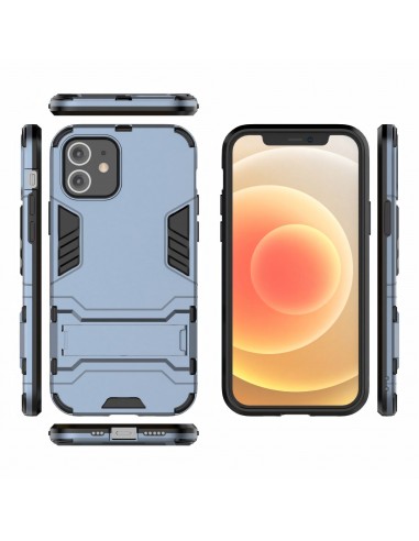 Coque antichoc iPhone 12 et 12 Pro Hybride avec support - Bleu