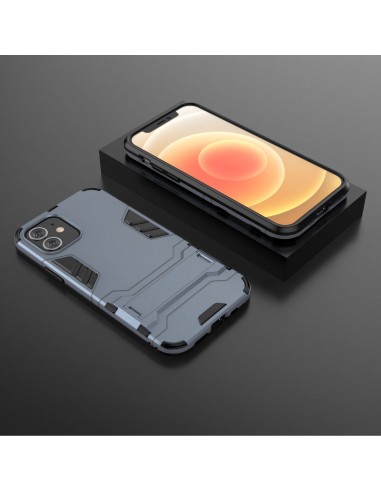 Coque antichoc iPhone 12 et 12 Pro Hybride avec support - Bleu