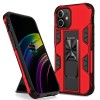 Coque antichoc iPhone 12 mini hybride avec support et partie métalllique pour aimant - Rouge