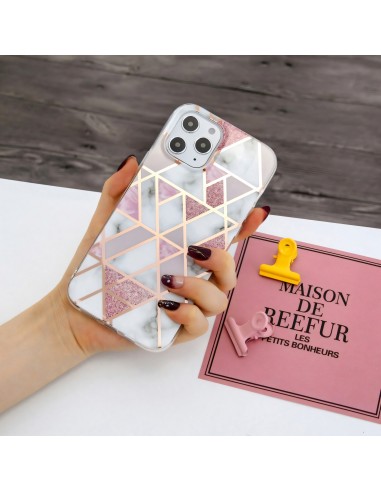 Coque silicone iPhone 12 Pro Max Fantaisie Style Marbre - Rose