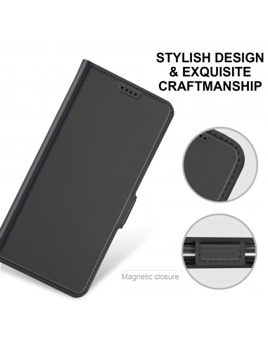 Etui iPhone 12 mini avec rangement carte avec coque silicone intégré - Noir