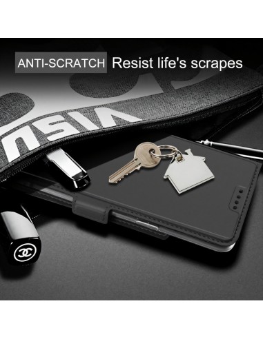 Etui iPhone 12 mini avec rangement carte avec coque silicone intégré - Noir