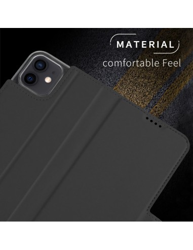 Etui iPhone 12 mini avec rangement carte avec coque silicone intégré - Noir