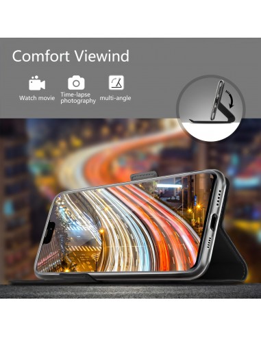 Etui iPhone 12 mini avec rangement carte avec coque silicone intégré - Noir