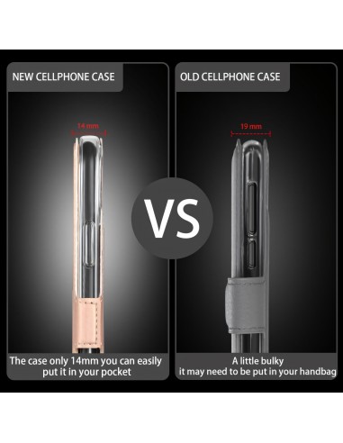 Etui iPhone 12 mini avec rangement carte avec coque silicone intégré - Rose