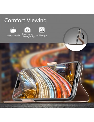 Etui iPhone 12 mini avec rangement carte avec coque silicone intégré - Rose