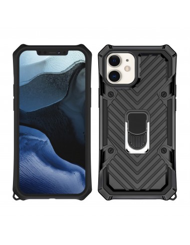 Coque antichoc hybride iPhone 12 mini avec anneau - Noir