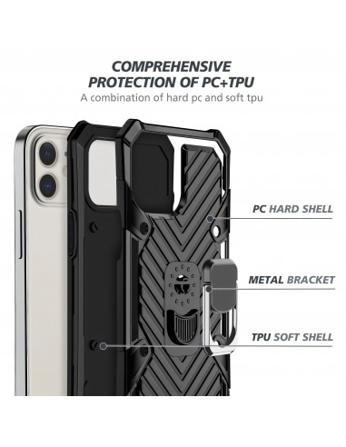 Coque antichoc hybride iPhone 12 mini avec anneau - Noir