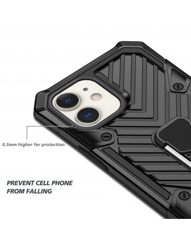 Coque antichoc hybride iPhone 12 mini avec anneau - Noir