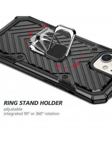 Coque antichoc hybride iPhone 12 mini avec anneau - Noir