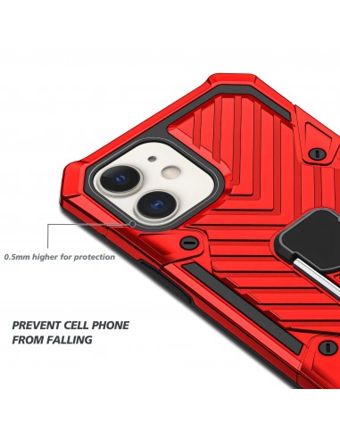 Coque antichoc hybride iPhone 12 mini avec anneau - Rouge